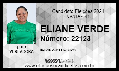 Candidato ELIANE VERDE 2024 - CANTÁ - Eleições