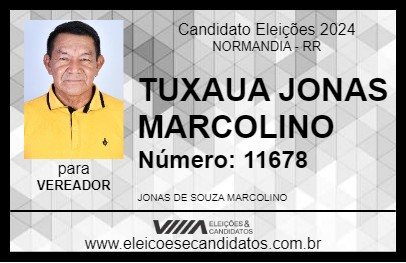 Candidato TUXAUA JONAS MARCOLINO 2024 - NORMANDIA - Eleições