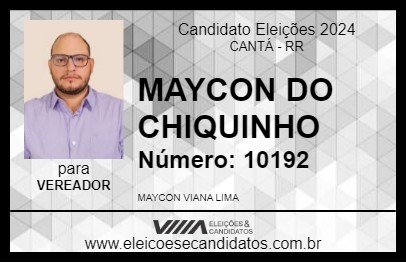 Candidato MAYCON DO CHIQUINHO 2024 - CANTÁ - Eleições