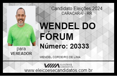 Candidato WENDEL DO FÓRUM 2024 - CARACARAÍ - Eleições