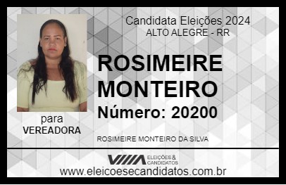 Candidato ROSIMEIRE MONTEIRO 2024 - ALTO ALEGRE - Eleições