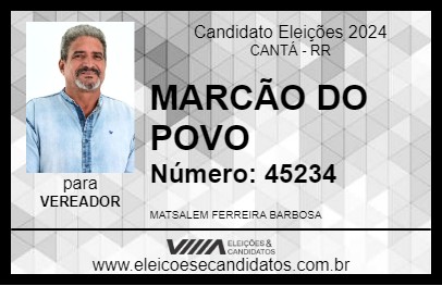 Candidato MARCÃO DO POVO 2024 - CANTÁ - Eleições