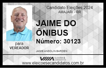 Candidato JAIME DO ÔNIBUS 2024 - AMAJARI - Eleições