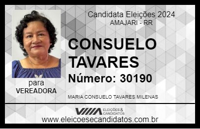 Candidato CONSUELO TAVARES 2024 - AMAJARI - Eleições