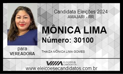 Candidato MÔNICA LIMA 2024 - AMAJARI - Eleições