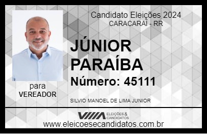 Candidato JÚNIOR PARAÍBA 2024 - CARACARAÍ - Eleições