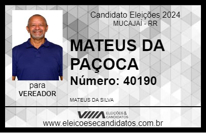 Candidato MATEUS DA PAÇOCA 2024 - MUCAJAÍ - Eleições