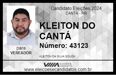 Candidato KLEITON DO CANTÁ 2024 - CANTÁ - Eleições