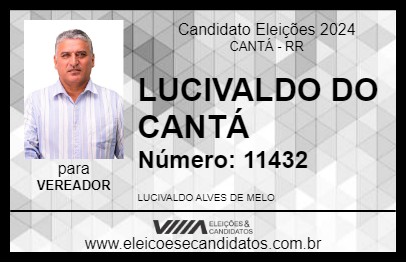 Candidato LUCIVALDO DO CANTÁ 2024 - CANTÁ - Eleições