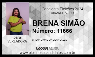 Candidato BRENA SIMÃO 2024 - UIRAMUTÃ - Eleições