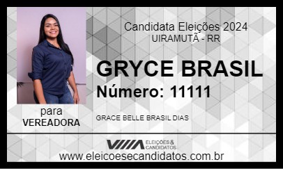 Candidato GREYCE BRASIL 2024 - UIRAMUTÃ - Eleições