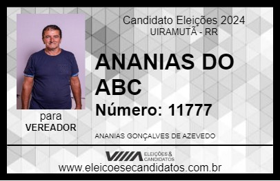 Candidato ANANIAS DO ABC 2024 - UIRAMUTÃ - Eleições