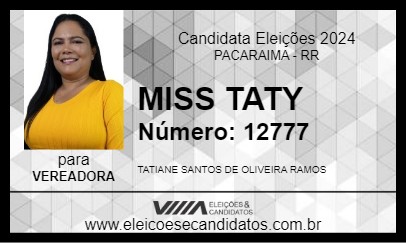 Candidato MISS TATY 2024 - PACARAIMA - Eleições