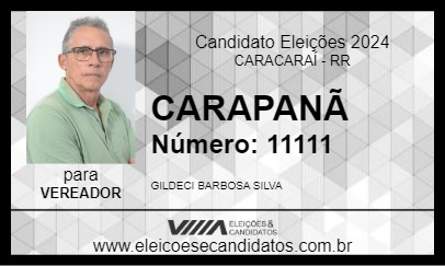 Candidato CARAPANÃ 2024 - CARACARAÍ - Eleições