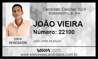 Candidato JOÃO VIEIRA 2024 - RORAINÓPOLIS - Eleições