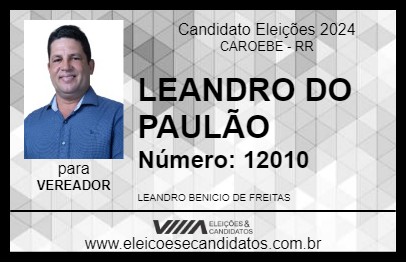 Candidato LEANDRO DO PAULÃO 2024 - CAROEBE - Eleições