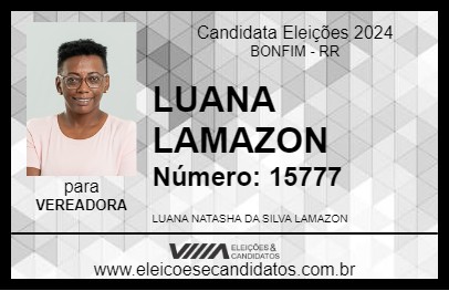 Candidato LUANA LAMAZON 2024 - BONFIM - Eleições