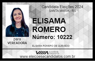 Candidato ELISAMA ROMERO 2024 - SANTA MARIA - Eleições