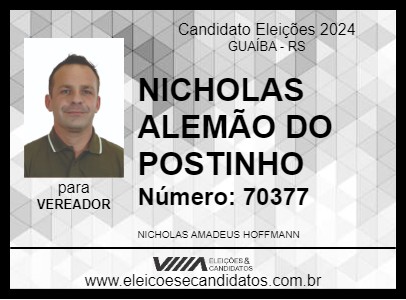 Candidato NICHOLAS ALEMÃO 2024 - GUAÍBA - Eleições