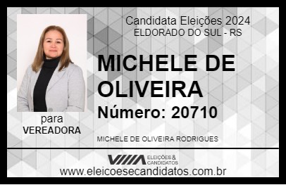 Candidato MICHELE DE OLIVEIRA 2024 - ELDORADO DO SUL - Eleições