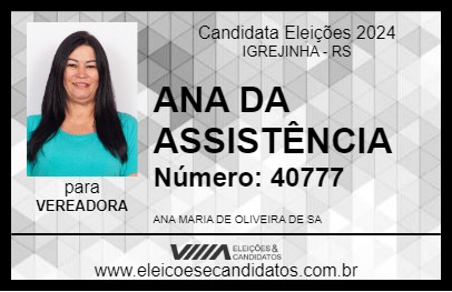 Candidato ANA DA ASSISTÊNCIA 2024 - IGREJINHA - Eleições