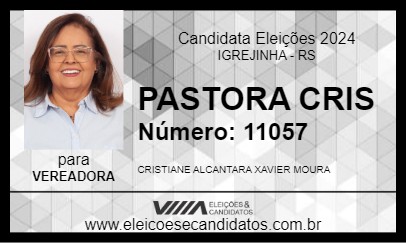 Candidato PASTORA CRIS 2024 - IGREJINHA - Eleições