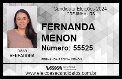 Candidato FERNANDA MENON 2024 - IGREJINHA - Eleições