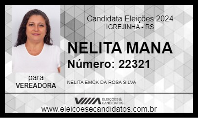 Candidato NELITA MANA 2024 - IGREJINHA - Eleições