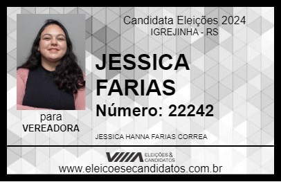 Candidato JESSICA FARIAS 2024 - IGREJINHA - Eleições