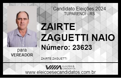 Candidato ZAIRTE ZAGUETTI NAIO 2024 - TUPARENDI - Eleições