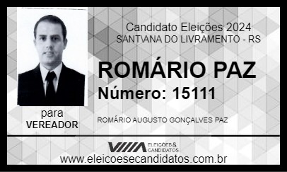 Candidato ROMÁRIO PAZ 2024 - SANT\ANA DO LIVRAMENTO - Eleições