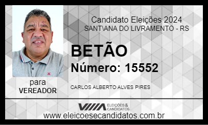 Candidato BETÃO 2024 - SANT\ANA DO LIVRAMENTO - Eleições