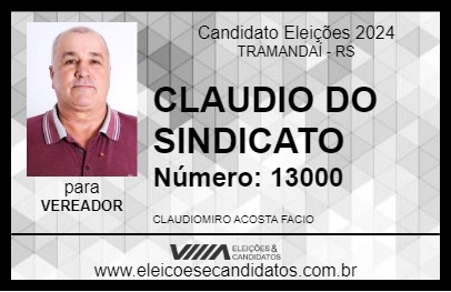 Candidato CLAUDIO DO SINDICATO 2024 - TRAMANDAÍ - Eleições