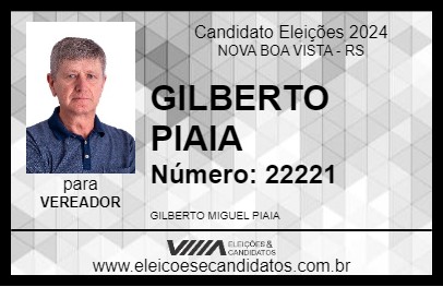 Candidato GILBERTO PIAIA 2024 - NOVA BOA VISTA - Eleições