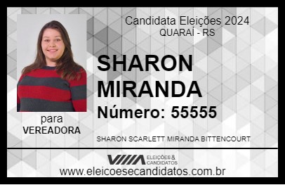 Candidato SHARON MIRANDA 2024 - QUARAÍ - Eleições