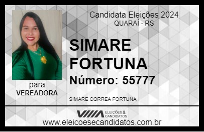 Candidato SIMARE FORTUNA 2024 - QUARAÍ - Eleições