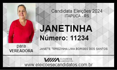 Candidato JANETINHA 2024 - ITAPUCA - Eleições