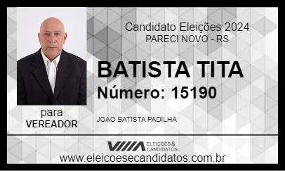 Candidato BATISTA TITA 2024 - PARECI NOVO - Eleições