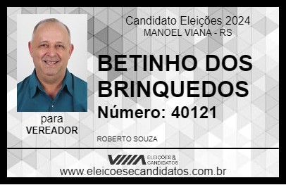 Candidato BETINHO DOS BRINQUEDOS 2024 - MANOEL VIANA - Eleições