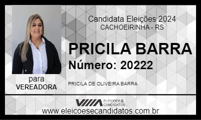 Candidato PRICILA BARRA 2024 - CACHOEIRINHA - Eleições