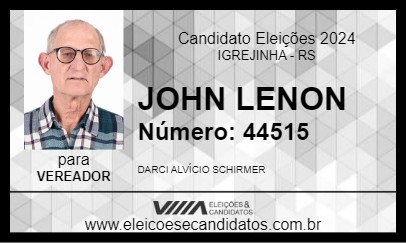 Candidato JOHN LENON 2024 - IGREJINHA - Eleições