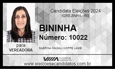 Candidato BININHA 2024 - IGREJINHA - Eleições