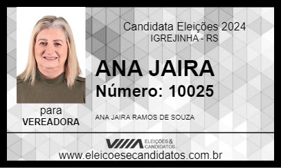 Candidato ANA JAIRA 2024 - IGREJINHA - Eleições