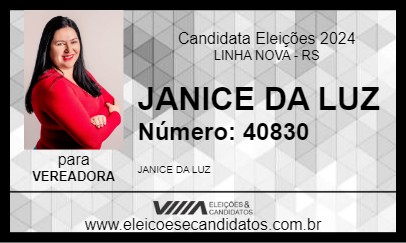 Candidato JANICE DA LUZ 2024 - LINHA NOVA - Eleições