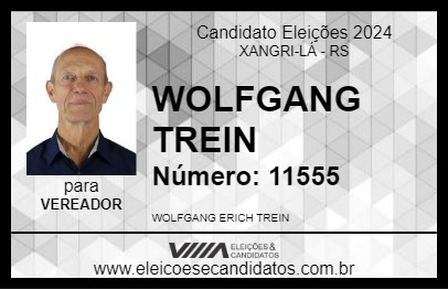 Candidato WOLFGANG TREIN 2024 - XANGRI-LÁ - Eleições