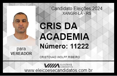 Candidato CRIS DA ACADEMIA 2024 - XANGRI-LÁ - Eleições