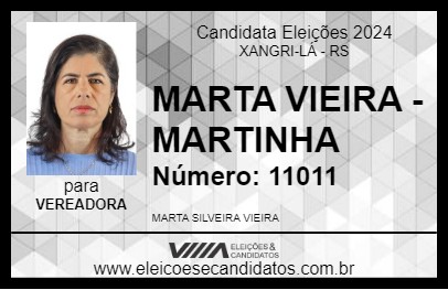 Candidato MARTA VIEIRA - MARTINHA 2024 - XANGRI-LÁ - Eleições