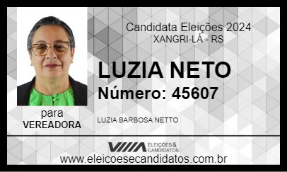 Candidato LUZIA NETO 2024 - XANGRI-LÁ - Eleições