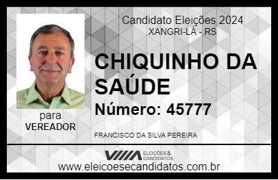 Candidato CHIQUINHO DA SAÚDE 2024 - XANGRI-LÁ - Eleições