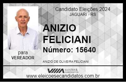 Candidato ANIZIO FELICIANI 2024 - JAGUARI - Eleições